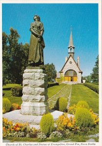 Canada Nova Scotia Grand Pre Church Of St Charles and Statue Of Evangeline