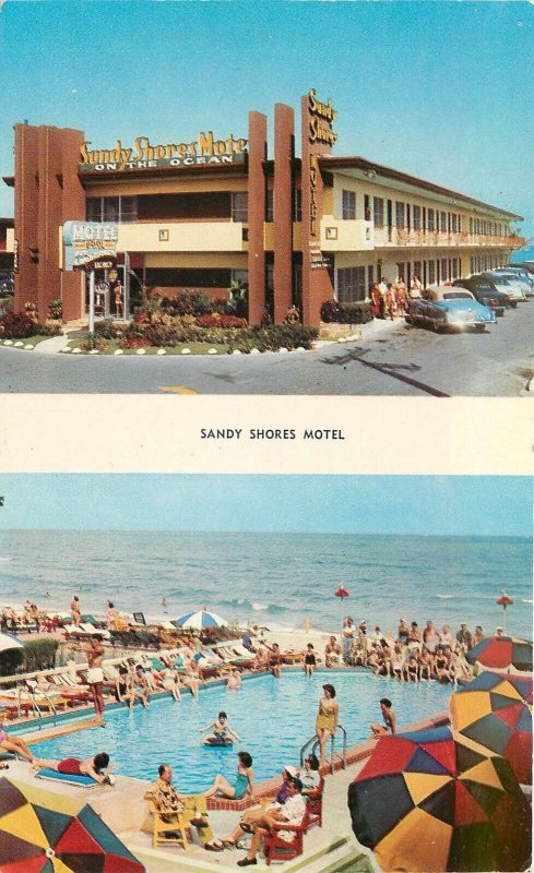 Postcard Florida Miami Beach Sandy Shores Motel 1950s pool Dexter 23-43