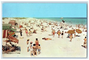 1953 Pensacola Beach Gulf Of Mexico Pensacola Florida FL Bathing Scene Postcard