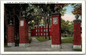 Class Of 1878 Memorial Gate Bowdoin College Brunswick Maine ME Postcard