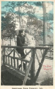 Vintage Postcard 1919 Do You Mean It? Greetings from Fremont Indiana Couple