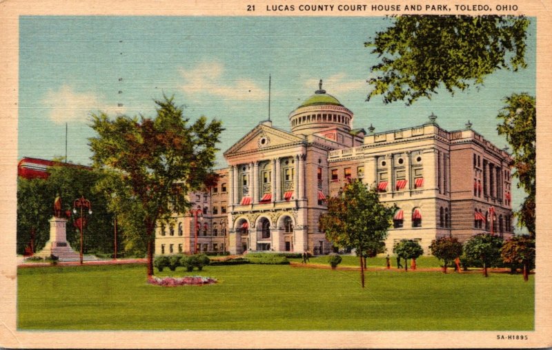 Ohio Toledo Lucas County Court House and Park 1957 Curteich