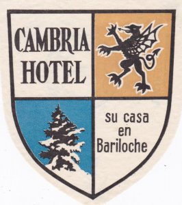 Argentina Bariloche Cambria Hotel Vintage Luggage Label sk2488