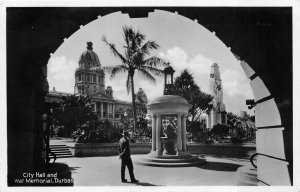 RPPC CITY HALL & WAR MEMORIAL DURBAN SOUTH AFRICA REAL PHOTO POSTCARD