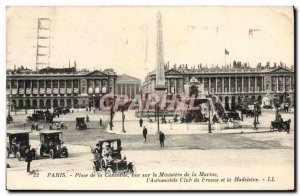 Old Postcard Paris Concorde Square overlooking the Navy Ministry