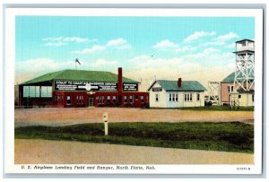 North Platte Nebraska NE Postcard US Airplane Landing Field And Hanger c1950's