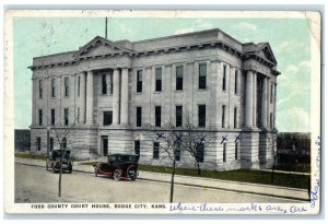 1923 Ford County Court House Building Classic Cars Dodge City Kansas KS Postcard