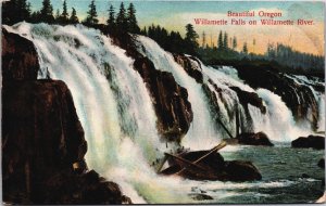 Beautiful Oregon Willamette Falls Willamette River Vintage Postcard C120