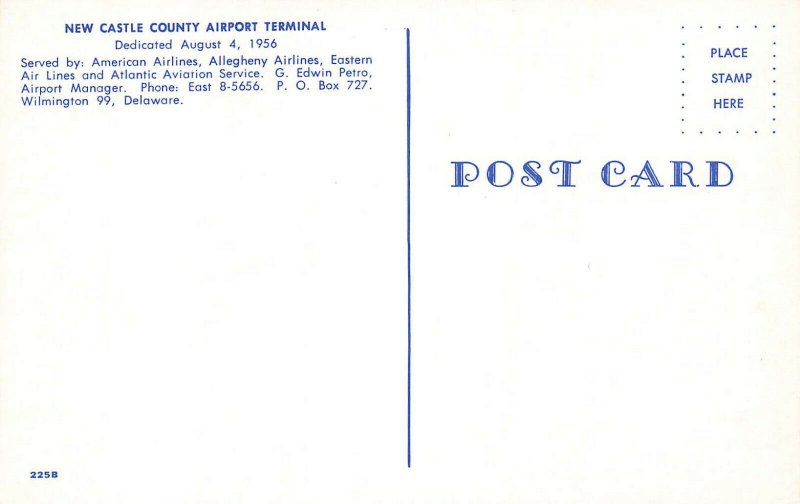Wilmington DE New Castle County Airport Terminal Postcard