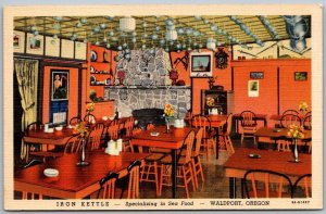 Waldport Oregon 1940s Postcard Iron Kettle Sea Food Restaura Interior