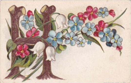 Letter Card H With Beautiful Flowers 1914