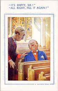 Bamforth Comic #448 Men In Church Pews Sleeping Tempest Artist Postcard H36