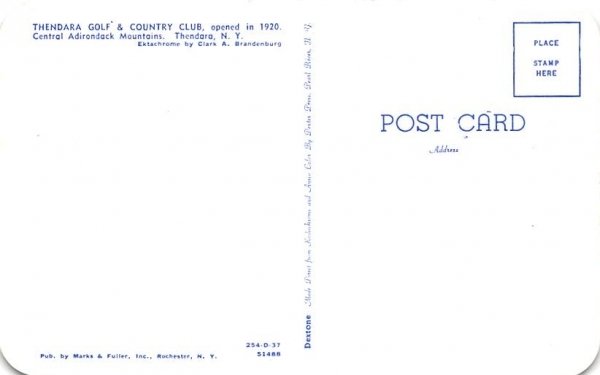 Thendara Golf Club New York Postcard