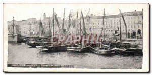 Old Postcard Boulogne sur Mer Fishing Boats in the harbor (boat boat ship)