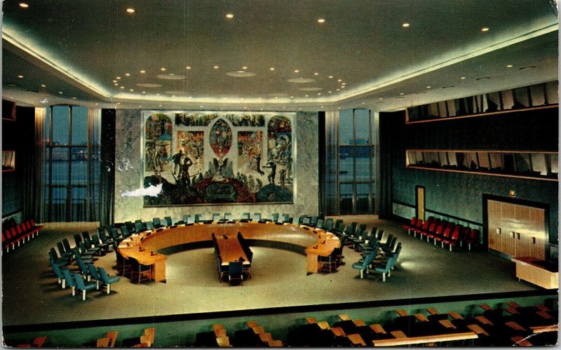 Security Council Chamber General View United Nations New York Postcard VTG UNP 