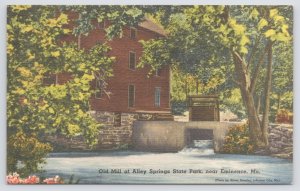 Linen~Old Mill @ Alley Springs Park Eminence Missouri~Vintage Postcard
