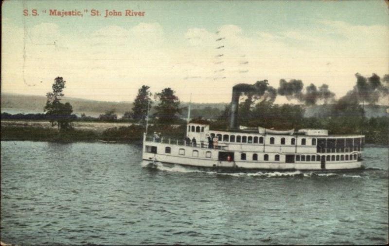 Steamship Steamer SS Majestic St. John River NB 1911 Used Postcard 