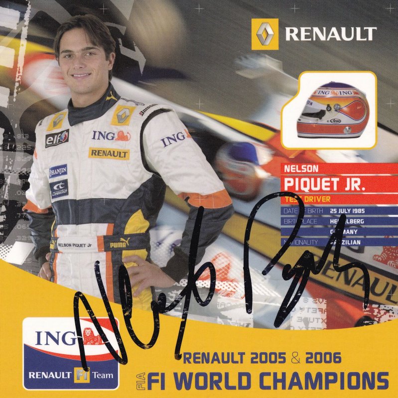 Nelson Piquet Formula 1 Grand Prix 7x7 Unique Hand Signed Photo