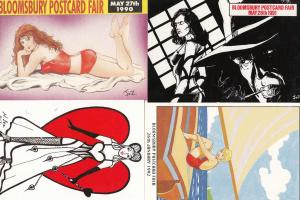 Bloomsbury Postcard Fair 4x Risque Sexy Advertising Postcard s