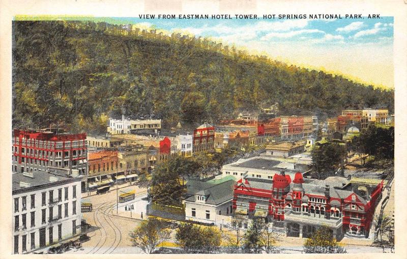 Hot Springs National Park Arkansas 1920s Postcard View From Eastman Hotel Tower