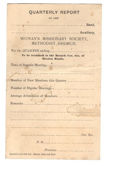 Woman's Missionary Society, Canada, Queen Victoria Postal Stationery Postcard