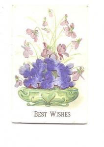 Felt Applique Blue Violets, Layered, Best Wishes,
