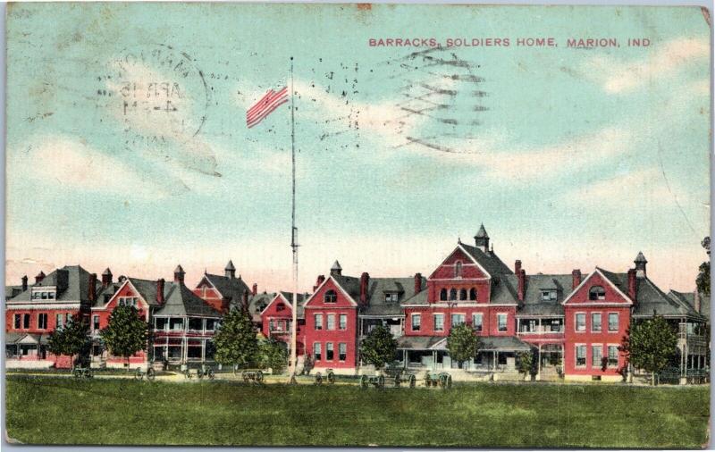 postcard IN - Barracks, Soldiers Home, Marion Indiana