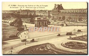 Old Postcard Panorama Paris Tuileries and Carrousel Arc de Triomphe