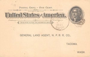 Land Agent, Tacoma, WA Northern Pacific Railroad Co. 1895 Antique Postal Card