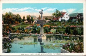 Postcard RI Providence - Roger Williams Park - Fountain of Youth