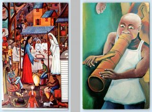 2 Postcards PORT-au-PRINCE, HAITI ~ Wilson Bigaud Murals EPISCOPAL CATHEDRAL