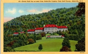 1930s Grove Park Inn as seen from Golf Course Asheville NC Postcard