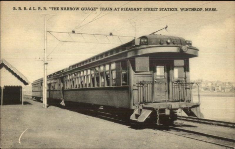 Winthrop MA Narrow Gauge RR Train Pleasant Street Station Postcard