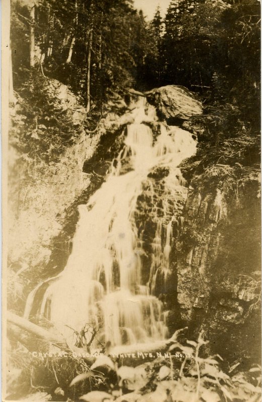 NH - Crawford Notch. Crystal Cascade. *RPPC  *RPO-Newport & Island Pond Railroad