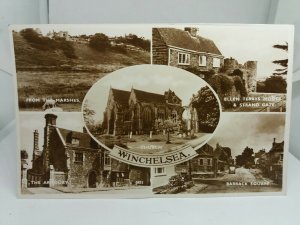 Vintage RP Multiview Postcard Winchelsea Barrack Square Armory Church Real Photo