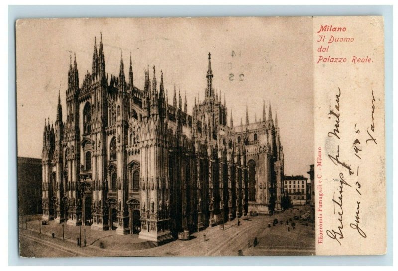 1905 Grand Hotel Milano Palazzo Reale Multi Cancel Postcard to US P8