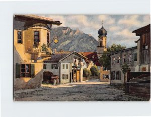 Postcard Straßenpartie am Gasthof 3um Stern By V. Marschall Oberammergau Germany