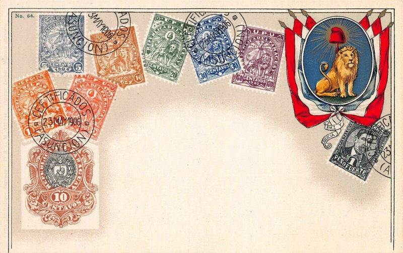 Paraguay Stamps on Early Postcard, Used, Published by Ottmar Zieher