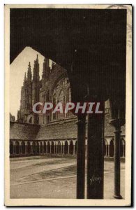 Old Postcard Mont Saint Michel Abbey The Cloister