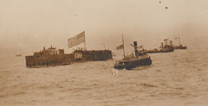 Havana CUBA RPPC 1911 U.S.S. MAINE TOWED by U.S.S. OSCEOLA Sinking SCUTTLE SHIP