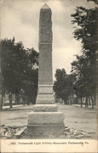 Portsmouth Virginia Light Artillary Monument Craney Island Vintage Postcard