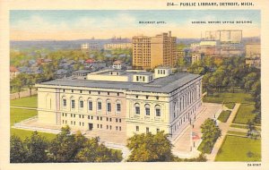Public Library General Motors Office Building in Background Detroit MI 