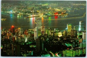 Postcard - Hong Kong by night, the legendary million lights aglow - China