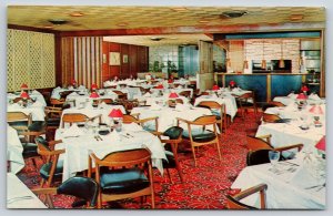 Interior~Elmhurst Illinois~Stevens Restaurant Dining Room~Vintage Postcard