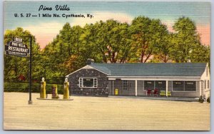 K46/ Cynthania Kentucky Postcard Linen Pine Villa Gas Station Restaurant 55
