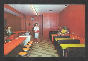 DUNNVILLE ONTARIO CANADA EMBERS RESTAURANT INTERIOR ADVERTISING POSTCARD