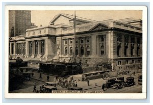 c1940's Public Library Building Cars New York City NY Unposted Vintage Postcard 