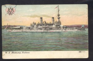 UNITED STATES US NAVY BATTLESHIP USS INDIANA SHIP VINTAGE MILITARY POSTCARD