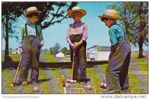 Amish Boys Playing Croquet Greetings From The Amish Country