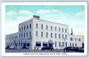 Colby Kansas KS Postcard Cooper Hotel And KXXX Radio Studio 1948 Vintage Cars